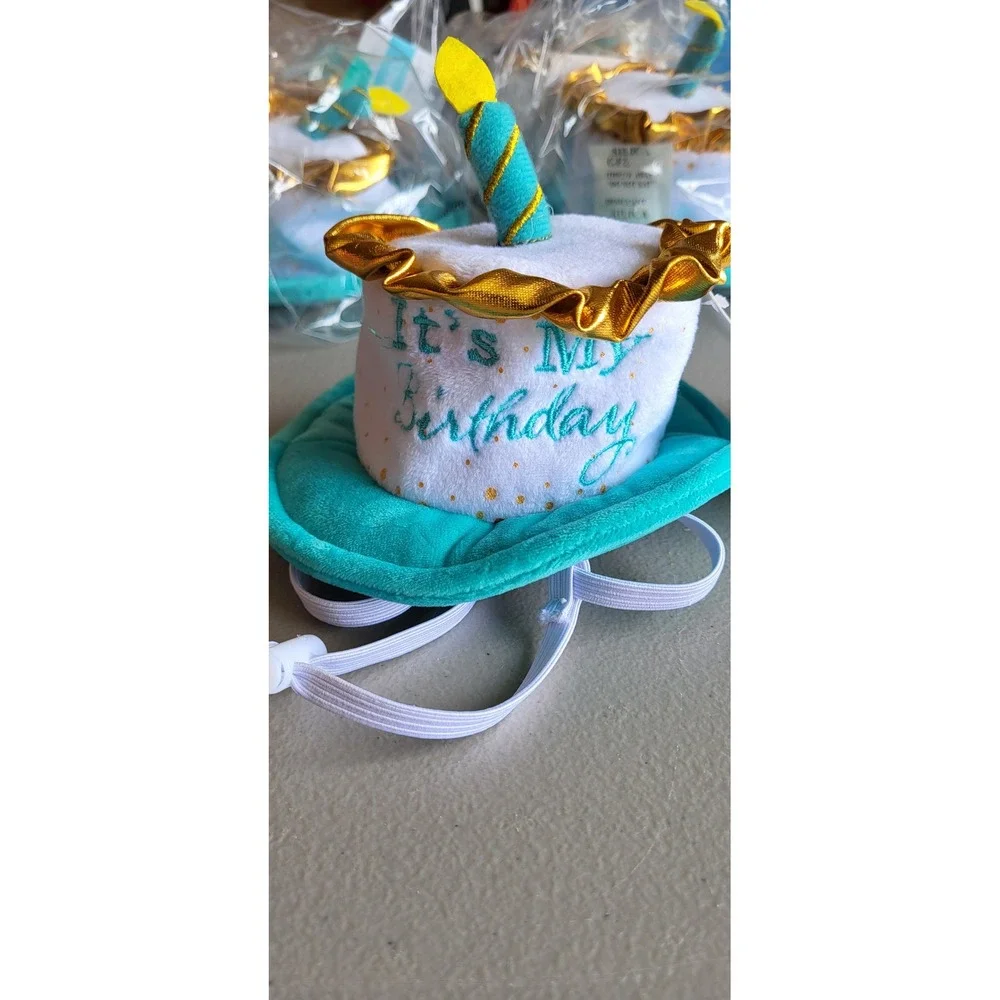 Frisco Its My Birthday Pet Hat Teal Gold Cake Design XS/S Lot of 5 New